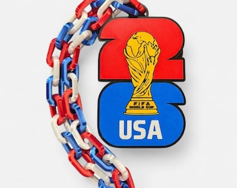 Collar Hyper Chain de la selección de fútbol de EE. UU. / Cadena llamativa impresa en 3D / Joyería para aficionados al fútbol / Atuendo para el día del partido / Regalo para aficionados de EE. UU.