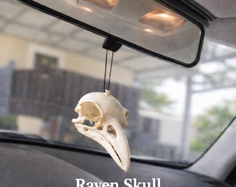 Raven Skull Car Charm – Rearview Mirror Hanging Decor