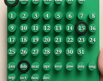 Perpetual Peg Calendar • Reusable • Adjustable Month & Day Organizer • Minimalist Desk or Wall Calendar
