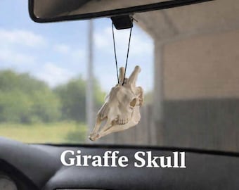 Giraffen-Totenkopf-Auto-Charme | Rückspiegel Dekor | Tier Anhänger | Einzigartiges Autozubehör