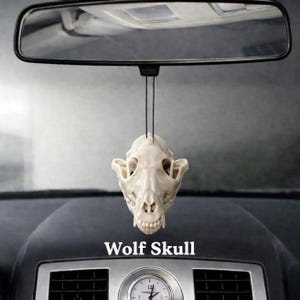 Wild Spirit: Wolf Skull Rearview Mirror Charm with Elastic Hanging Band