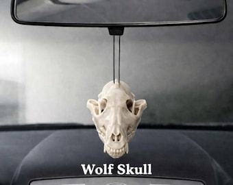 Wild Spirit: Wolf Skull Rearview Mirror Charm with Elastic Hanging Band