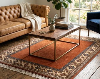 Hand Knotted Oushak Rug | Vintage Wool | Living Room Area Carpet 8x10 Custom Size