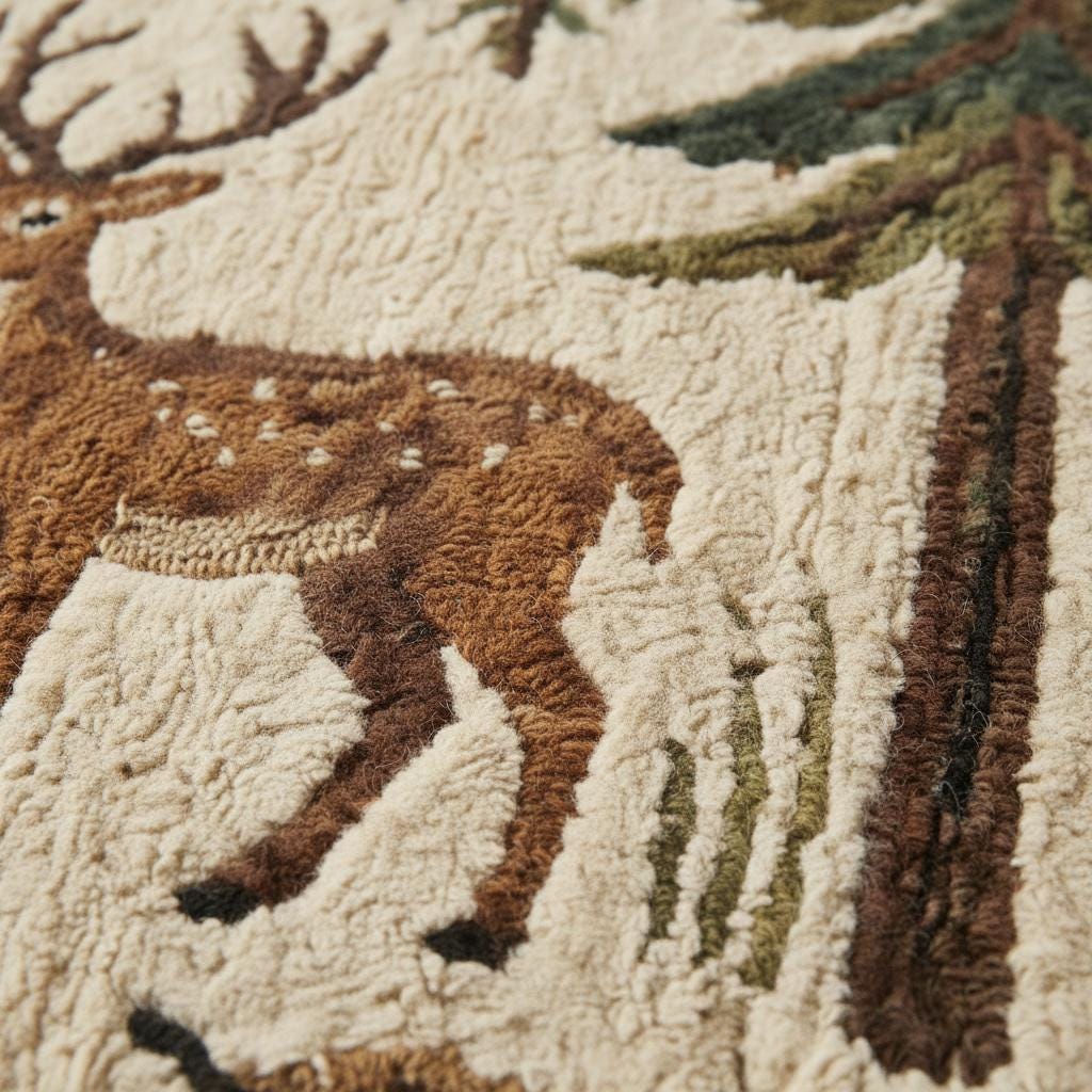 Rustic Cabin Deer Area Rug Forest Lodge Woodland Lamp Nature Living ...