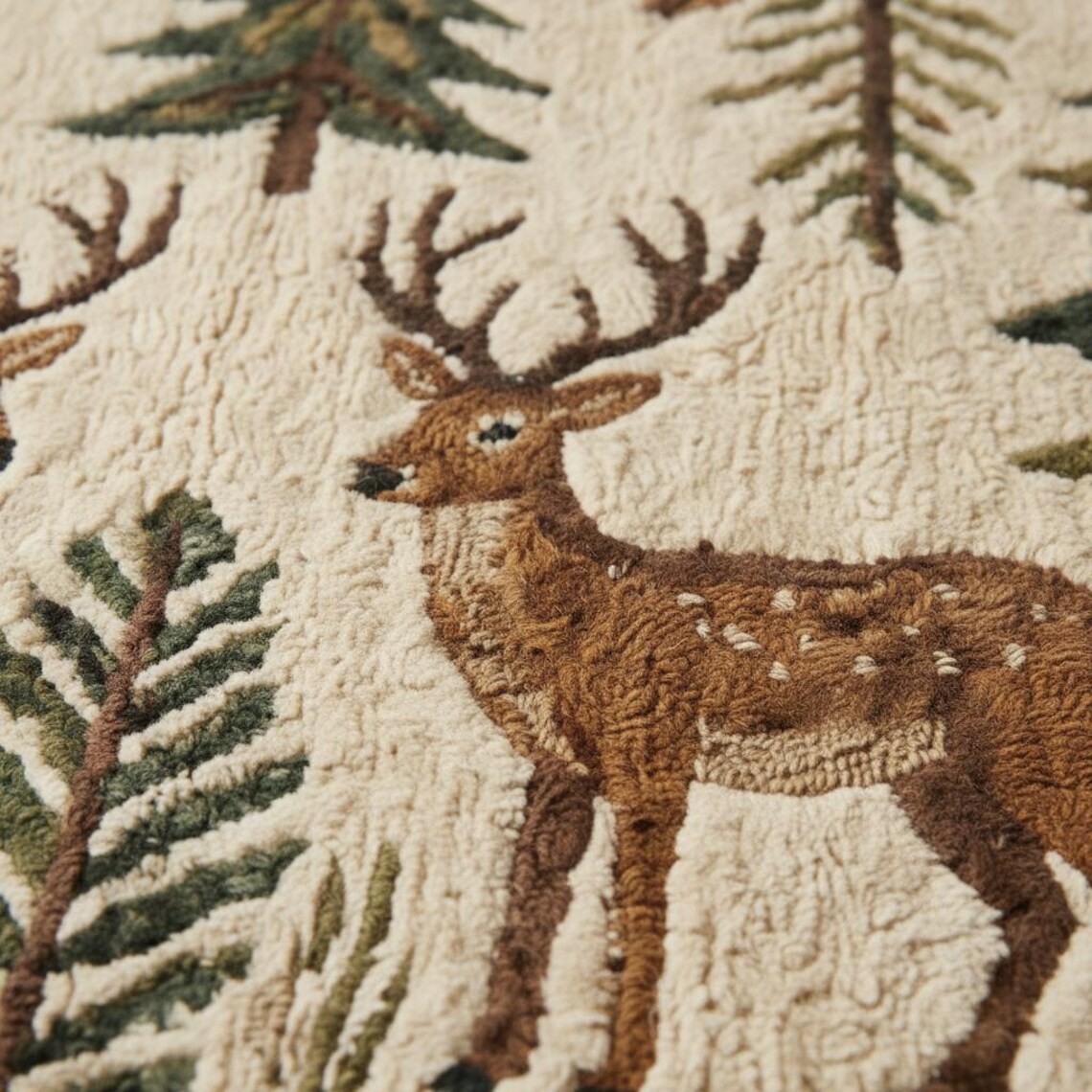 Rustic Cabin Deer Area Rug Forest Lodge Woodland Nature Living Room ...