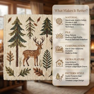 Rustic Cabin Deer Area Rug Forest Lodge Woodland Lamp Nature Living ...