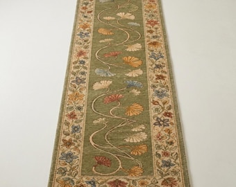 Hand Knotted Runner Rug | Floral Oushak Wool Hallway Carpet | 3x10 Custom