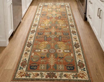 Hand Knotted Runner Rug | Oushak Vintage Style | Wool Hallway Rug | Custom Size