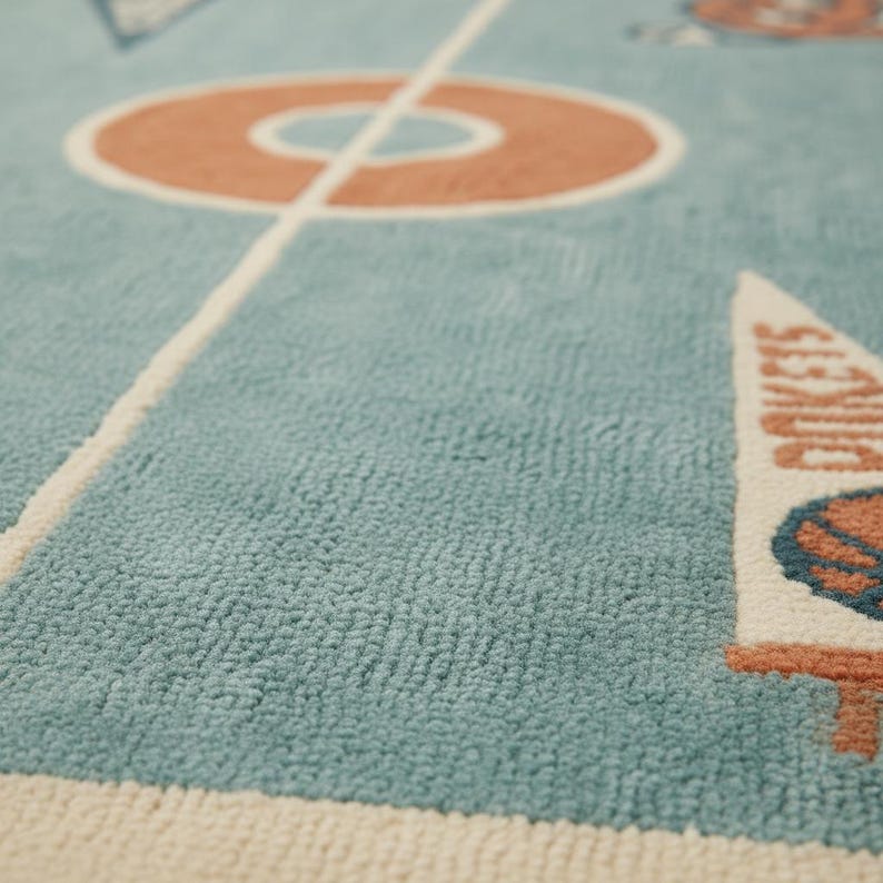 Basketball Court Rug | Kids Room | Hand Tufted Wool Area Rug| Gift for ...