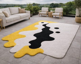 Abstract Wool Rug – Contemporary Designer Hand-tufted Carpet (8x10)