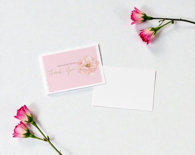 Featured listing image: Bundle of 10 Thank You Cards – Simple Floral Design