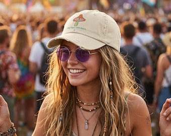 Trippy Mushroom cap | Distressed Baseball Hat