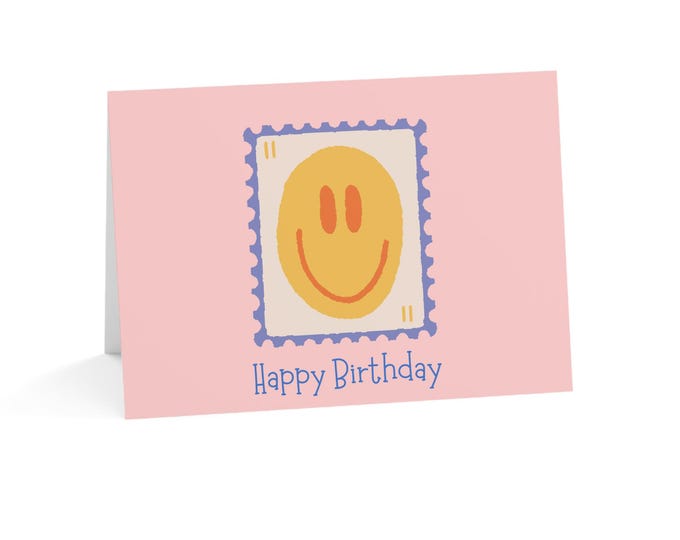 Featured listing image: Birthday Card – Smiley Face Design | 5" x 7" | Blank Inside