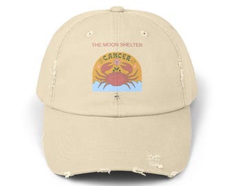 Cancer Zodiac Hat distressed cotton cap | Astrology Cancer sign
