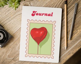 Heart Balloon Stamp Journal | Softcover Notebook