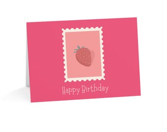 Birthday Card – Strawberry Design | 5" x 7" | Blank Inside