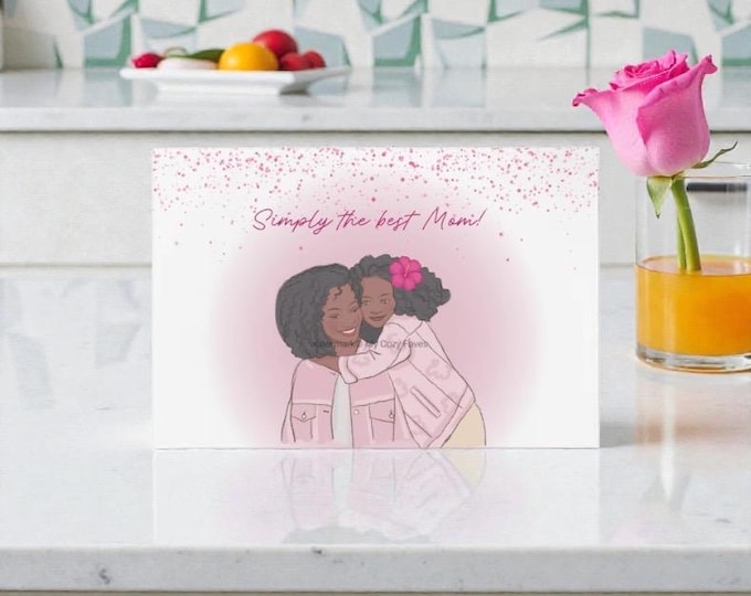 Featured listing image: Mom Card, Pink Mother's Day Card