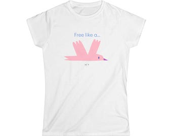 Pink Bird Graphic Tee | Minimalist Cotton Shirt