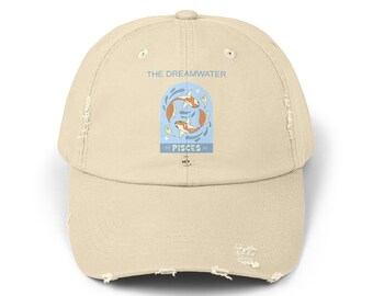 Pisces Zodiac Hat distressed cotton cap | Astrology Baseball Cap