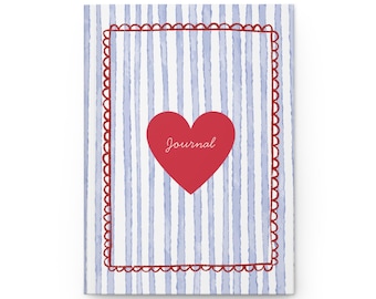 Red Heart 'Journal' Cover Hardcover Journal | Blue Striped Scalloped Frame