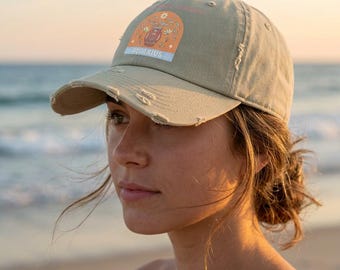 Aquarius Zodiac Distressed Cap | Cotton Hat