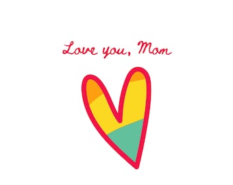 Mother’s Day Card – Colorful Heart | 5" x 7" | Blank Inside