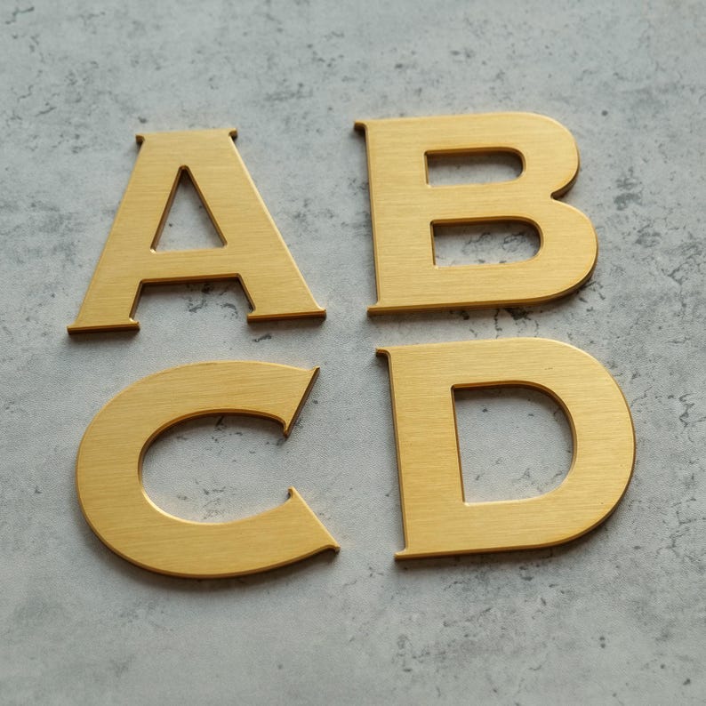 Solid Brass Lettering Custom Solid Brass Letters Sign, Brushed Brass Wall Letters, Metal ...
