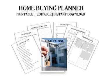 Home Buying Planner Printable | First Time Buyer Guide, House Hunting Checklist, Mortgage Budget, Closing Tracker & Real Estate Planner PDF