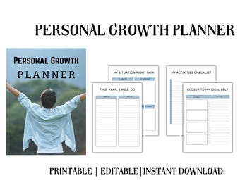 Personal Growth Planner Printable | Self Improvement Journal, Goal Setting, Mindset Tracker & Life Development Planner PDF