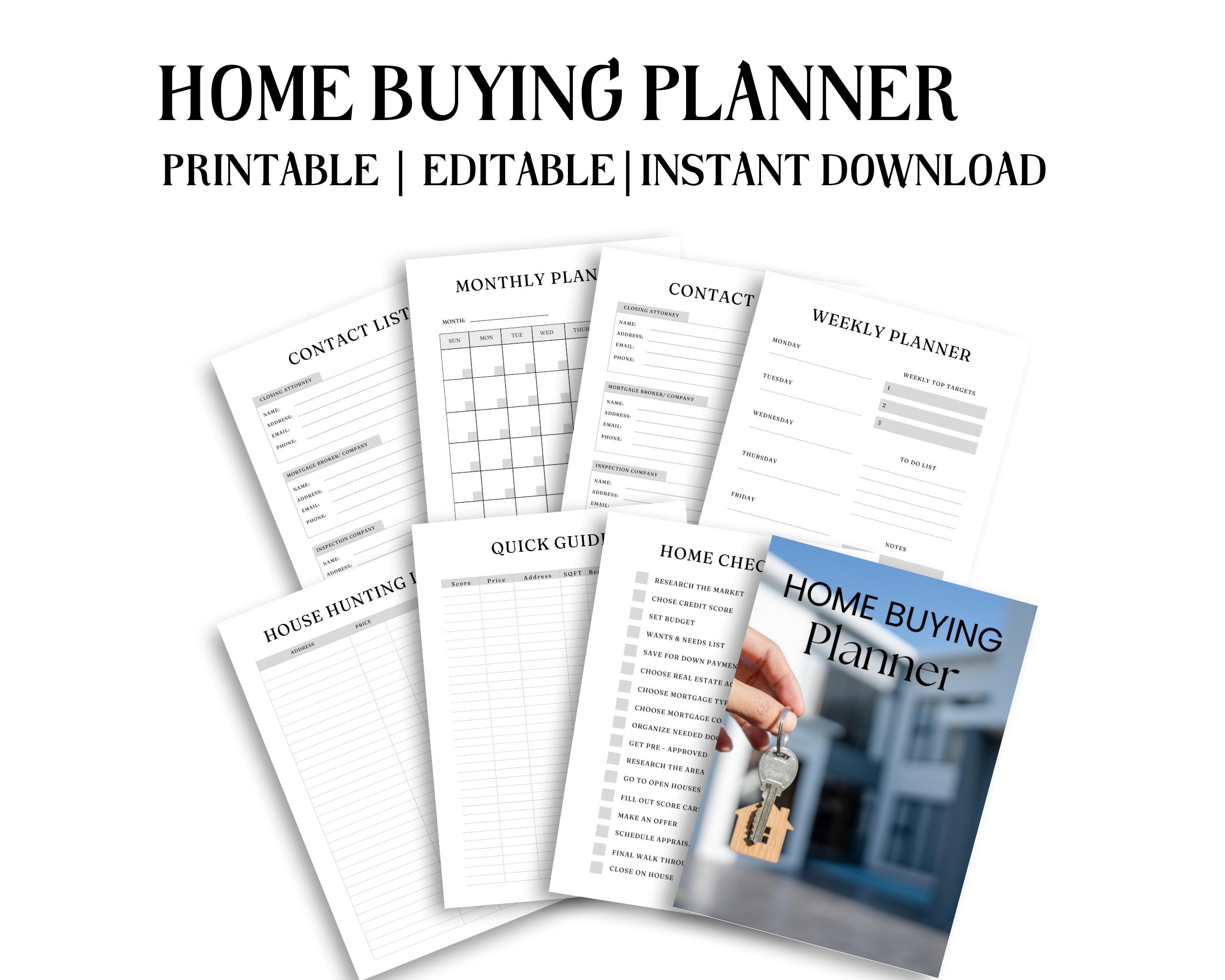 Home Buying Planner Printable | First Time Buyer Guide, House Hunting ...