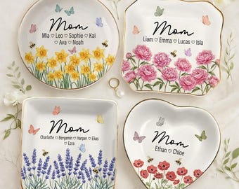 Bandeja para anillos personalizada para mamá y abuela: Bandeja para joyas personalizada, regalo ideal para el Día de la Madre.
