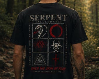 Snake Shirt, Serpent Ascendant Tee, Cobra Graphic T-Shirt, Dark Fantasy Shirt, Occult Streetwear, Gothic Snake Shirt, Rebirth Symbol Tee
