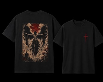 Fallen Angel T-Shirt, dunkles japanisches Streetwear T-Shirt, Gothic Anime Shirt, übergroßes grafisches T-Shirt, japanische ästhetische Kleidung, Goth Shirt