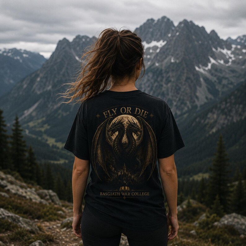 Fliegen oder sterben Drachen Shirt, Drachenreiter T Shirt, Fantasy Bookish Geschenk, Empyrean inspiriert Tee Bild 2