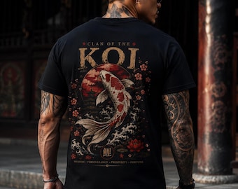 Koikarp-tröja, japansk koifisk-tröja, samurajklan-tröja, japansk streetwear-tröja, anime-estetisk grafisk t-shirt, koikarp-gåva