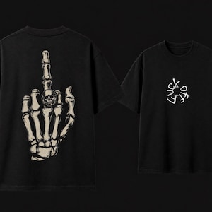 Minimalist Skeleton Hand T-Shirt, Middle Finger Skull Design, Gothic Streetwear Tee, Unisex Comfort Colors Shirt image 3