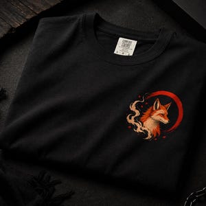 Camiseta vintage de zorro, camiseta Kitsune Spirit, camiseta japonesa de zorro, camiseta de zorro adorable, mitología japonesa, camiseta Wild Spirit, camisetas de algodón extragrandes imagen 4