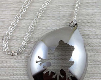 pRe-loved Collection - Upcycled Spoon Necklace with frog silhouette