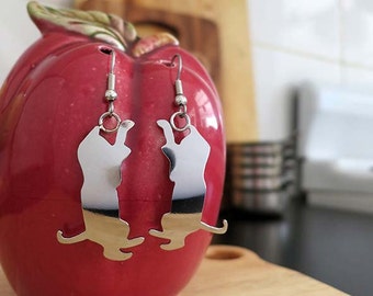 pRe-loved Collection - Upcycled cutlery earrings with a playful kitten silhouette