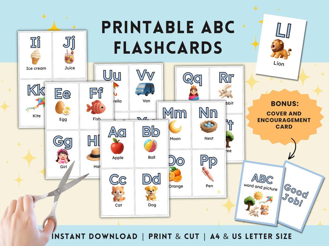ABC Flash Cards Printable for Preschool Homeschool Kids, Alphabet ...