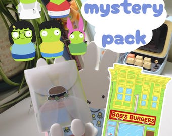mystery sticker pack bobs burgers kuchi kopi style | water resistant glossy vinyl | decorating waterbottles, laptops | derpy funny sticker