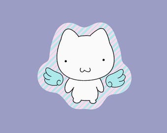 derpy angel wing glitter cat sticker