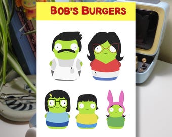 mini sticker sheet kuchi kopi bobs burgers family | Water resistant glossy vinyl sticker | Journaling, Planner, Deco | Cute kawaii stickers