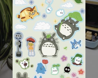 totoro sticker sheet | water resistant matte vinyl sticker | Journaling, Planner, Deco | Cute kawaii stickers