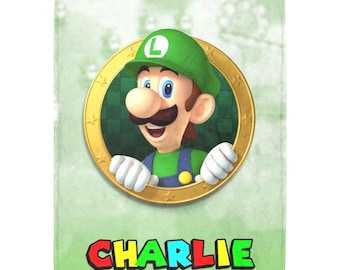 Luigi Custom Name Blanket