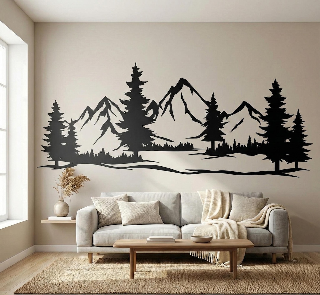 Mountain Forest Metal Wall Art • Nature Landscape Silhouette Decor ...