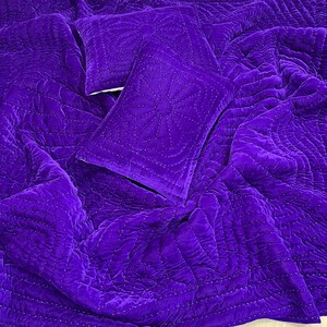 purple velvet comforter, luxury comforter set, velvet quilt set, hand stitched quilt, purple bedding set, velvet bedding, designer comforter, premium quilt set, soft velvet fabric, plush comforter, handmade quilt, elegant bedding, luxury bedroom decor, rich purple bedding, cozy bedding set, comforter with pillowcases, quilt with pillow covers, warm winter bedding, lightweight comforter, durable stitching, soft and breathable, modern bedroom bedding, royal look bedding, hotel style