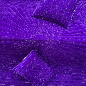 purple velvet comforter, luxury comforter set, velvet quilt set, hand stitched quilt, purple bedding set, velvet bedding, designer comforter, premium quilt set, soft velvet fabric, plush comforter, handmade quilt, elegant bedding, luxury bedroom decor, rich purple bedding, cozy bedding set, comforter with pillowcases, quilt with pillow covers, warm winter bedding, lightweight comforter, durable stitching, soft and breathable, modern bedroom bedding, royal look bedding, hotel style