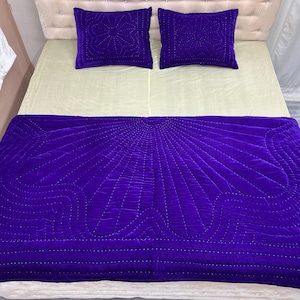 purple velvet comforter, luxury comforter set, velvet quilt set, hand stitched quilt, purple bedding set, velvet bedding, designer comforter, premium quilt set, soft velvet fabric, plush comforter, handmade quilt, elegant bedding, luxury bedroom decor, rich purple bedding, cozy bedding set, comforter with pillowcases, quilt with pillow covers, warm winter bedding, lightweight comforter, durable stitching, soft and breathable, modern bedroom bedding, royal look bedding, hotel style