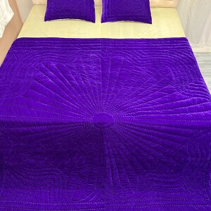 purple velvet comforter, luxury comforter set, velvet quilt set, hand stitched quilt, purple bedding set, velvet bedding, designer comforter, premium quilt set, soft velvet fabric, plush comforter, handmade quilt, elegant bedding, luxury bedroom decor, rich purple bedding, cozy bedding set, comforter with pillowcases, quilt with pillow covers, warm winter bedding, lightweight comforter, durable stitching, soft and breathable, modern bedroom bedding, royal look bedding, hotel style